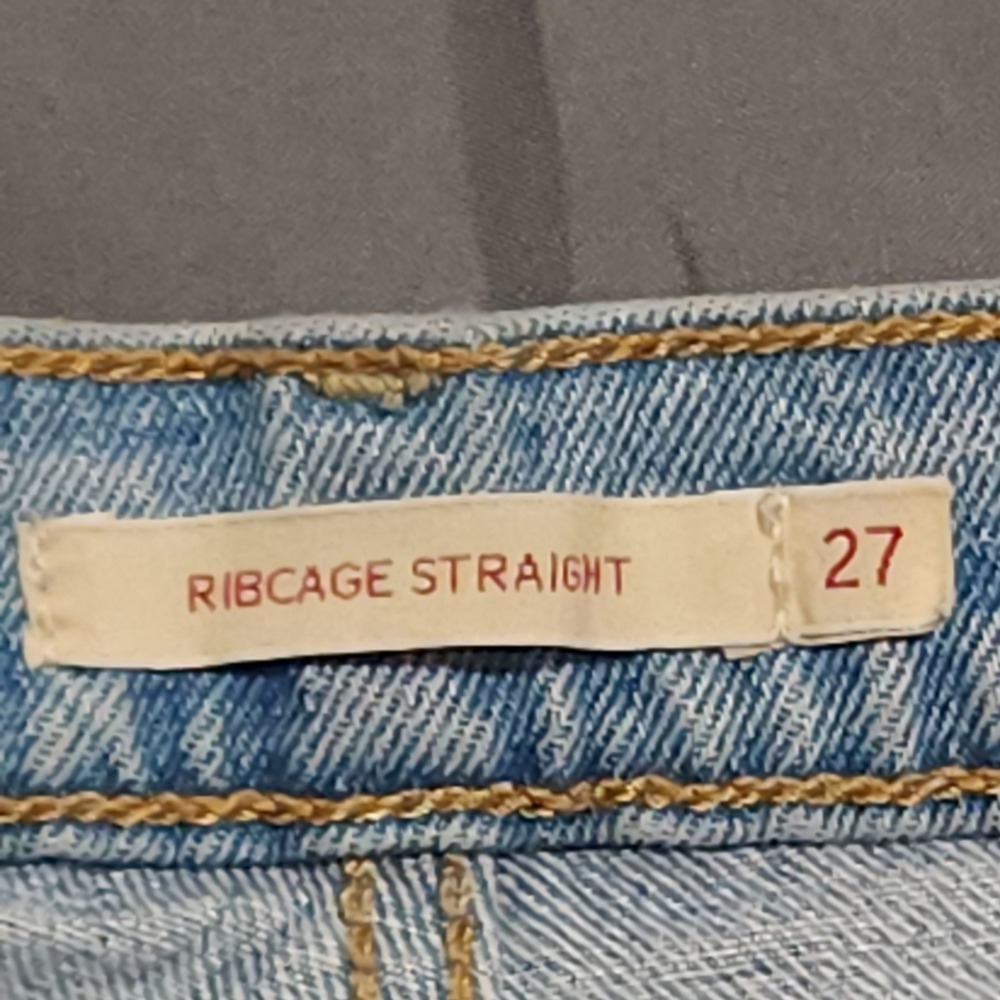 Levis Premium Ribcage Straight Jeans Light Wash High Rise Button Fly Size 27 - Picture 7 of 16